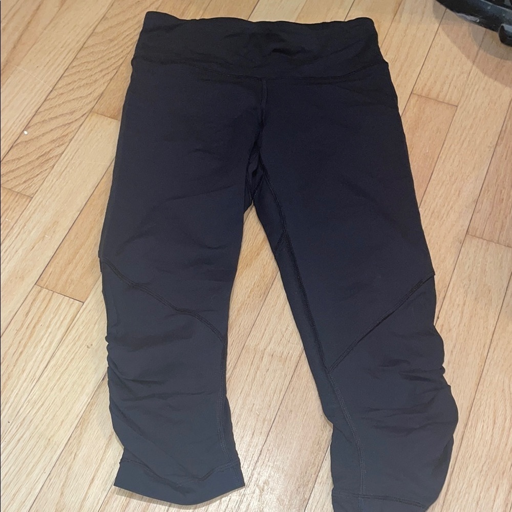 lululemon A athletica Black Leggings w/ Wide Waistband & Capri Length (Flawed)